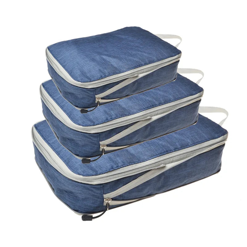 Foldable Compression Packing Cubes, Waterproof Oxford Travel Bags With Handles, Luggage Organizer for neatly sorting clothes inside a suitcase