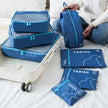 7-Piece Travel Packing Cubes Set, Waterproof PVC Luggage Organizer Bags For Clothes And Shoes shown as clear, foldable travel storage bags for organizing suitcases, clothing, shoes, accessories, and toiletries