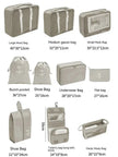 7/10-Piece Oxford Travel Organizer Set, Packing Cubes, Shoe Pouches, Foldable Luggage Bags arranged for suitcase packing