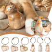 Pet Hair Memorial Keychain, Cat-Shaped Resin Storage Capsule For Cat And Dog Fur Keepsake featuring a clear resin capsule for storing pet fur or whiskers