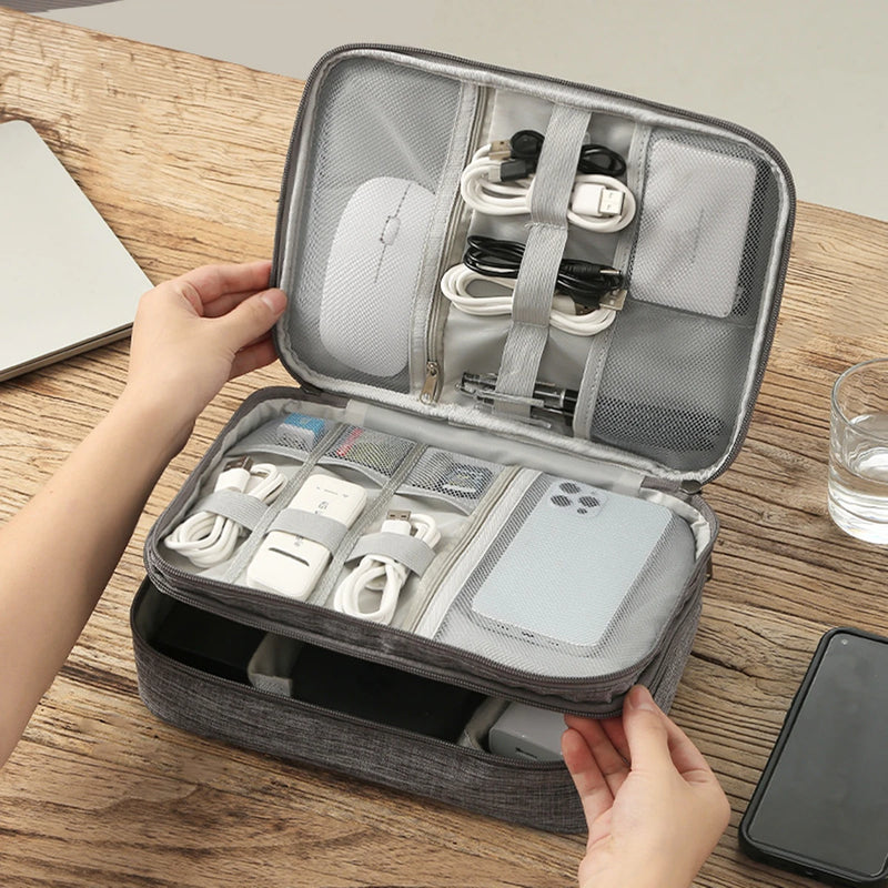 Waterproof EVA Cable Organizer Bag, Portable Electronics Travel Case For USB Chargers for travel, commuting, and everyday electronics storage