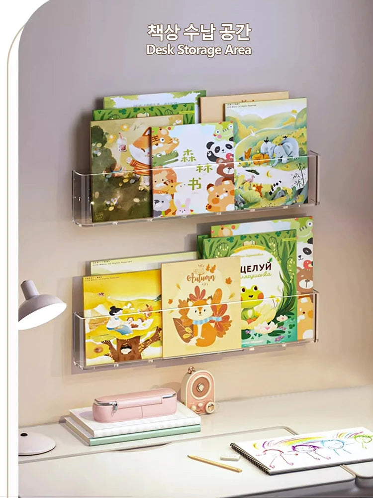 Wall-Mounted Transparent PET Book Display Rack, No-Drill Magazine Organizer For A4 Sheets displaying A4 papers and reading materials