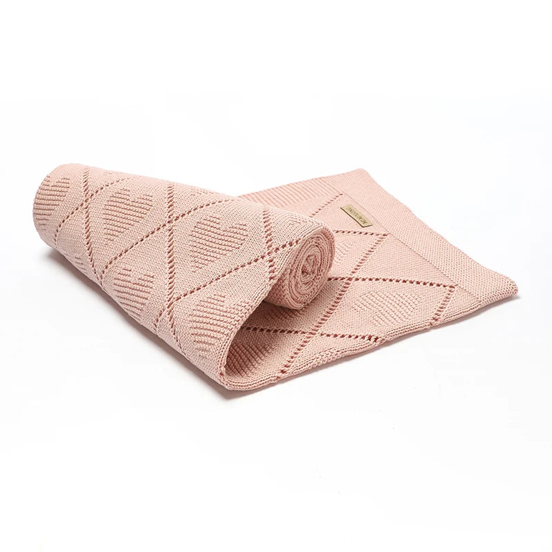 Soft Cotton Baby Blanket 90x70cm Newborn Knit Swaddle Wrap For Stroller Nursery folded for easy storage and travel
