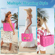 Unisex PVC Waterproof Tote Bag, Hollow-Out Beach Picnic Shopping Storage Basket with breathable hollow-out detailing