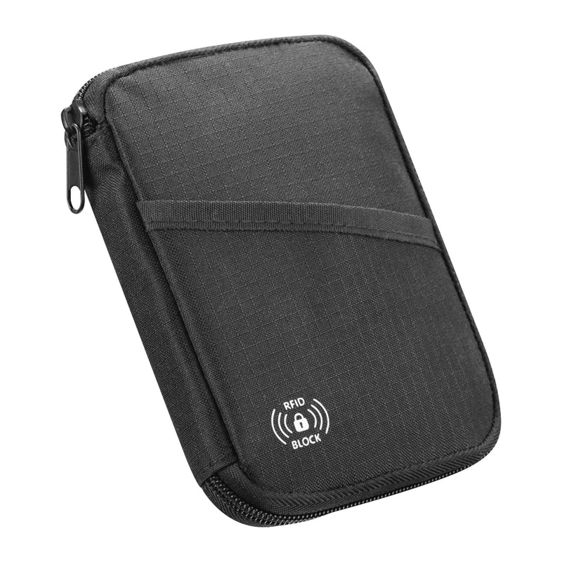 RFID Blocking Passport Holder Travel Wallet, Nylon Document Organizer For Men And Women designed for passports, tickets, and travel documents