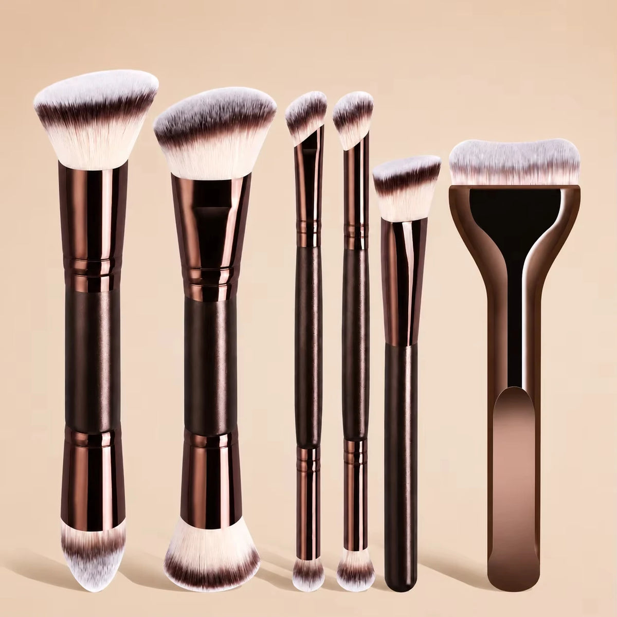 6/9pcs Multi-Functional Makeup Tool Set, Includes Foundation Brush, Face Brush, Powder Brush, Blush Brush, Concealer Brush, Cont