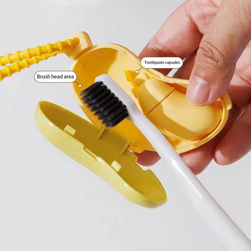 Banana Toothbrush Travel Case With Protective Cap, Toothpaste Box, Reusable ABS with toothbrush and toothpaste storage compartments
