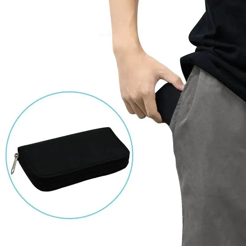 22-Slot Memory Card Storage Case, Portable Organizer For SD, CF, Micro SD And More in black polyester