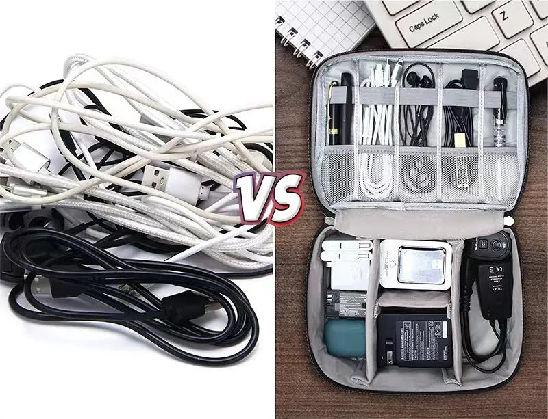 Waterproof EVA Cable Organizer Bag, Portable Electronics Travel Case For USB Chargers featuring a durable protective hard shell