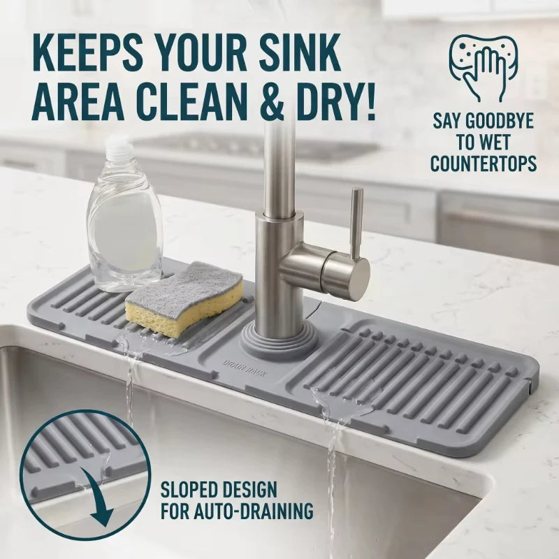1/2Pcs Silicone Sink Caddy Tray With Drainage, Sponge Soap Holder, Space-Saving Kitchen Organizer beside a kitchen sink