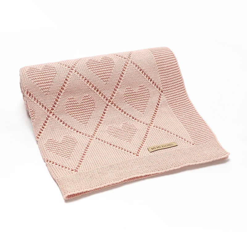 Soft Cotton Baby Blanket 90x70cm Newborn Knit Swaddle Wrap For Stroller Nursery showing breathable cotton knit fabric