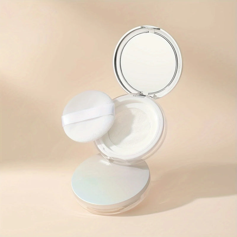 5g Ultra-Thin Loose Powder Compact With Mirror, Leak-Proof Travel Makeup Container With Elastic Net shown closed for portable beauty touch-ups