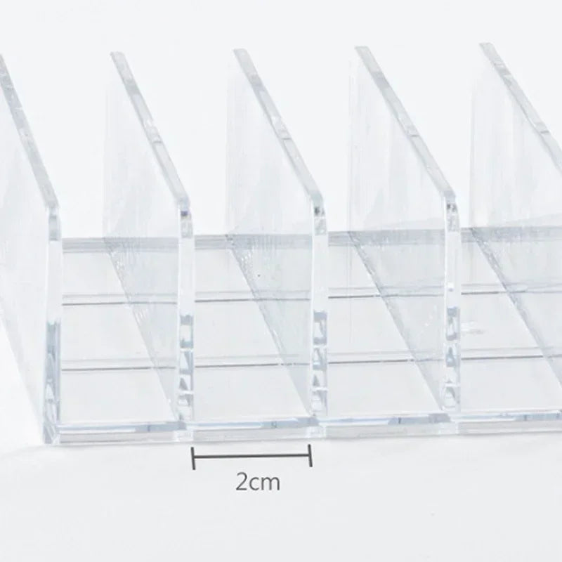 7-Compartment Makeup Organizer, Clear Eyeshadow Palette Storage Rack For Desktop Or Drawer made from clear plastic for visible beauty product storage