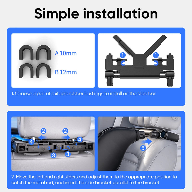 Car Headrest Pillow, Thick Memory Foam Neck Support, 180° Adjustable, Foldable Travel Cushion installed on a car headrest