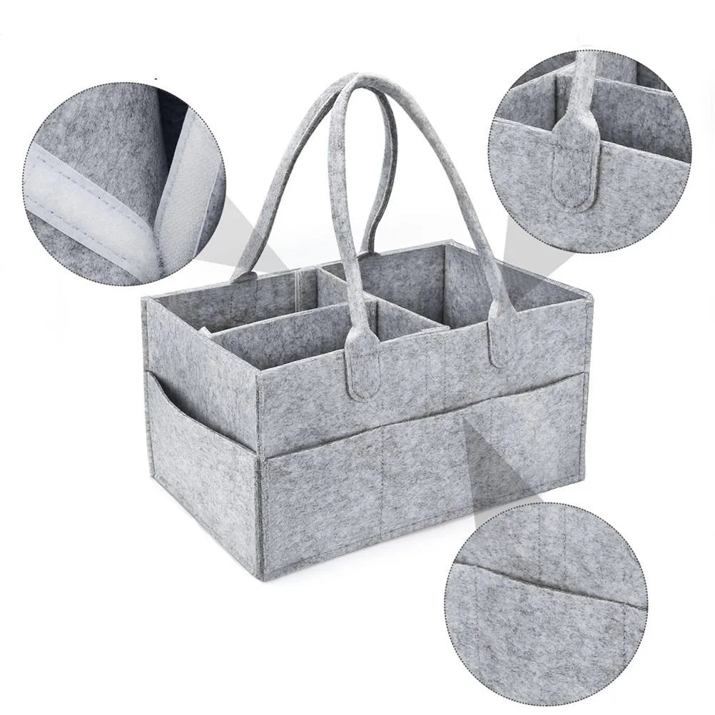Large Capacity Felt Diaper Caddy Organizer, Baby Storage Tote For Diapers, Toys & Essentials
