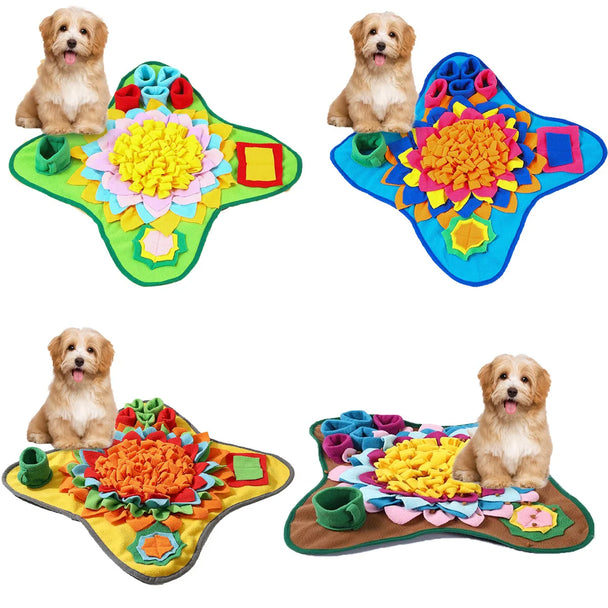 Interactive Snuffle Mat For Dogs, Nosework Puzzle Toy With Foraging And Boredom Relief filled with treats for scent-based enrichment