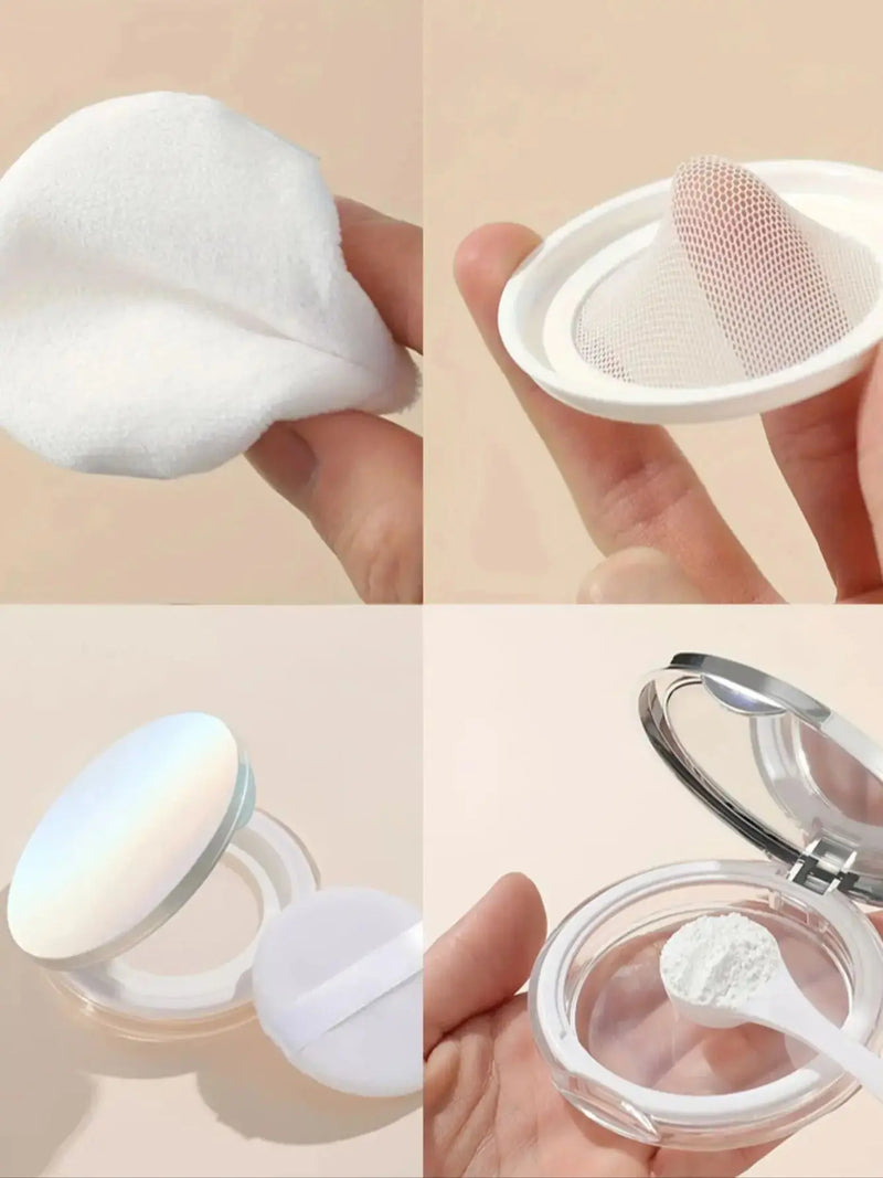 5g Ultra-Thin Loose Powder Compact With Mirror, Leak-Proof Travel Makeup Container With Elastic Net made for loose setting powder and makeup touch-ups