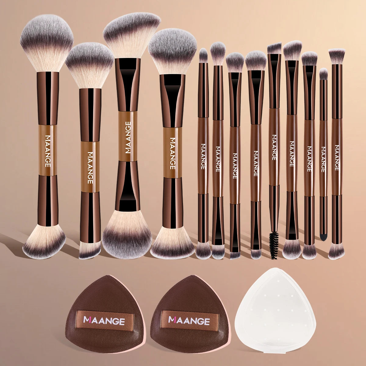 MAANGE 15pcs Professional Makeup Kit Foundation Brush Eye Shadow Brush Blending Brush Concealer Brush Travel Basic Makeup Tool