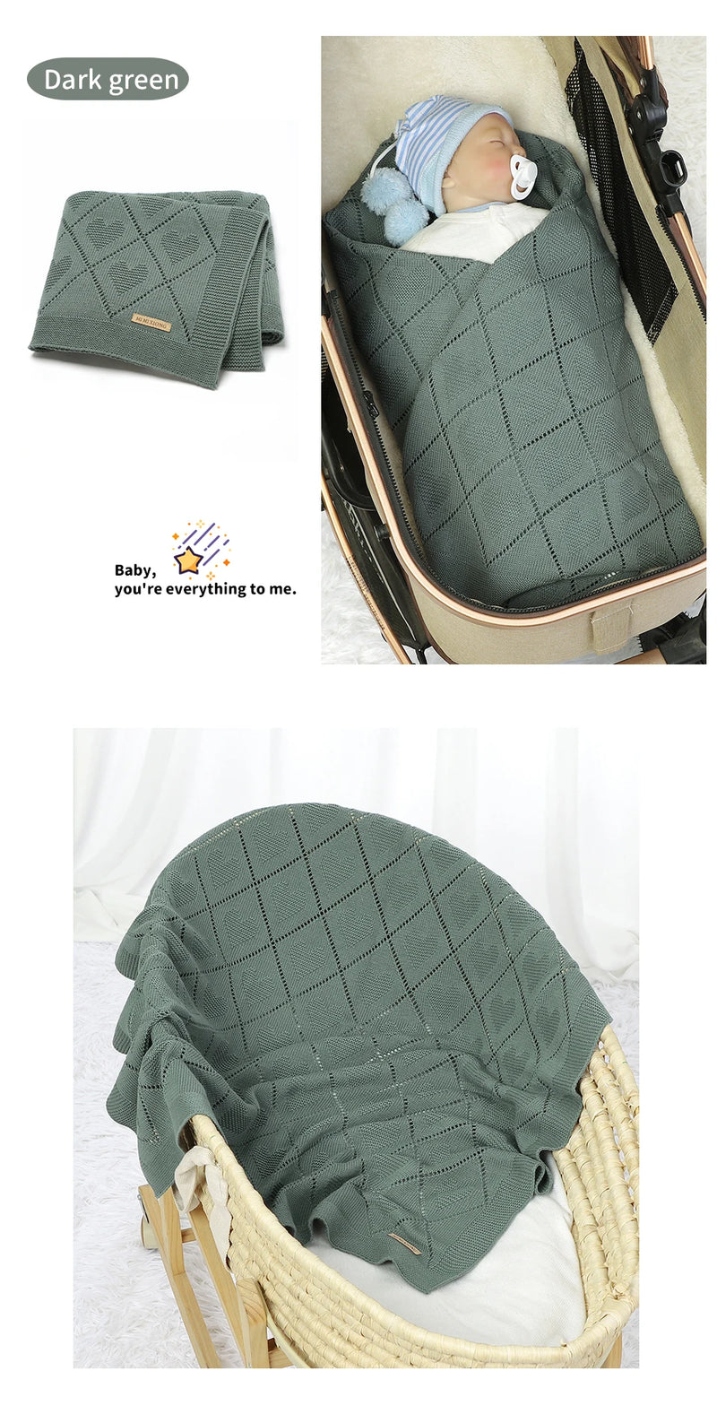 Soft Cotton Baby Blanket 90x70cm Newborn Knit Swaddle Wrap For Stroller Nursery suitable for stroller, travel, and nursery use