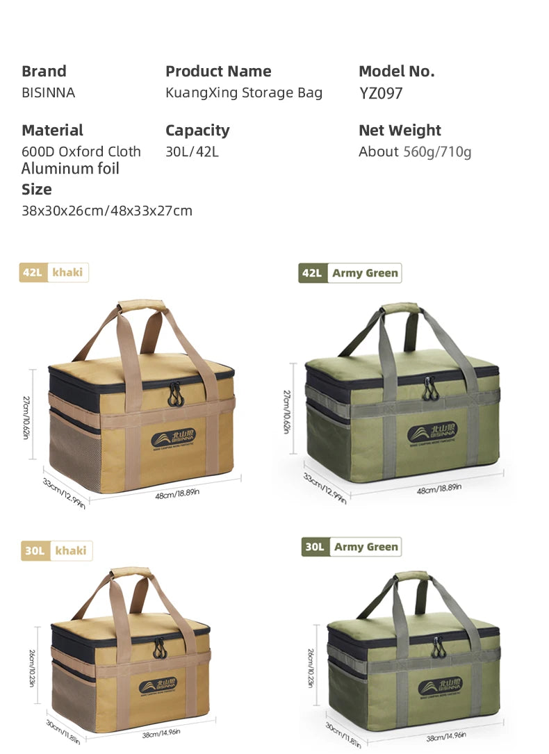 BISINNA Camping Storage Bag 26L/30L/42L, Foldable Gas Tank Organizer With Adjustable Dividers in a compact foldable design for camping and road trips