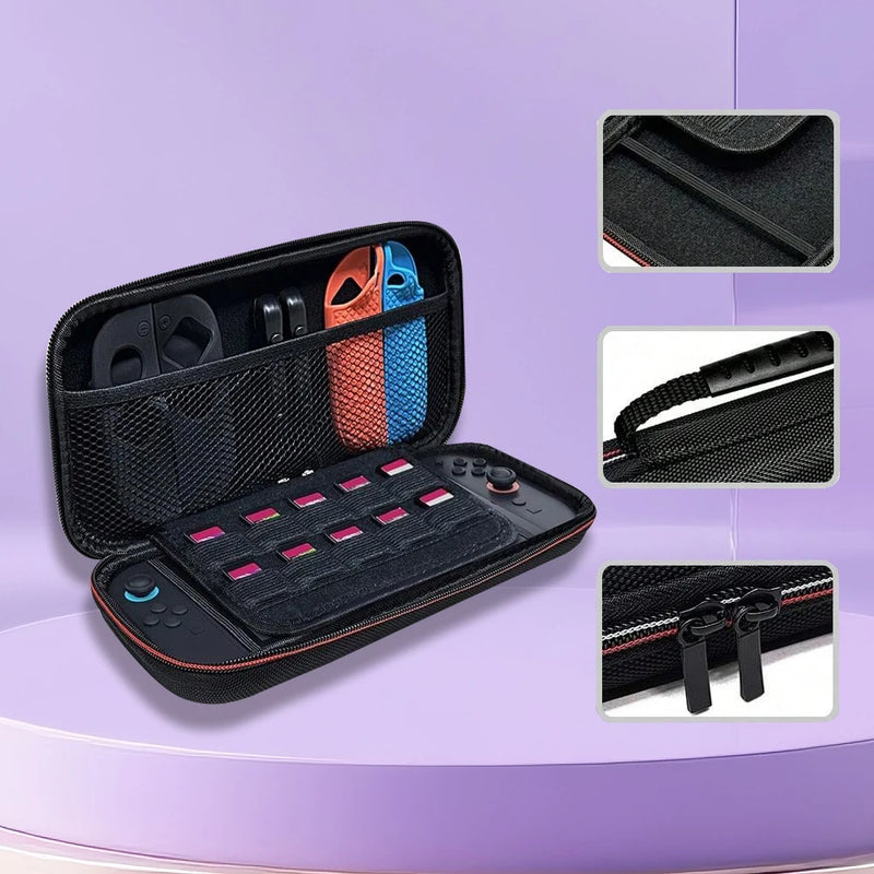 Nintendo Switch 2 Hard Shell Carrying Case, Portable Travel Bag With Protective Storage featuring organized interior storage for console and accessories