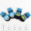 4-Piece Cute Pet Dog Socks, Printed Non-Slip Cat Shoes, Warm Polyester Paw Protectors featuring printed paw grips for better traction on smooth floors