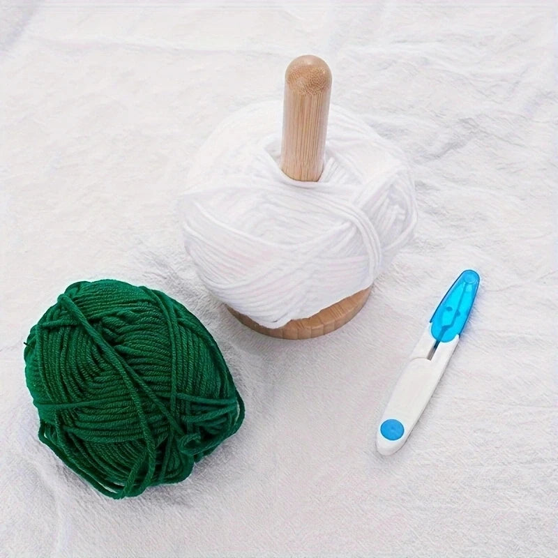Bamboo Wood Yarn Winder Stand, Rotating Tabletop Yarn Spool Holder For Knitting And Crochet for organized yarn storage and smooth feeding