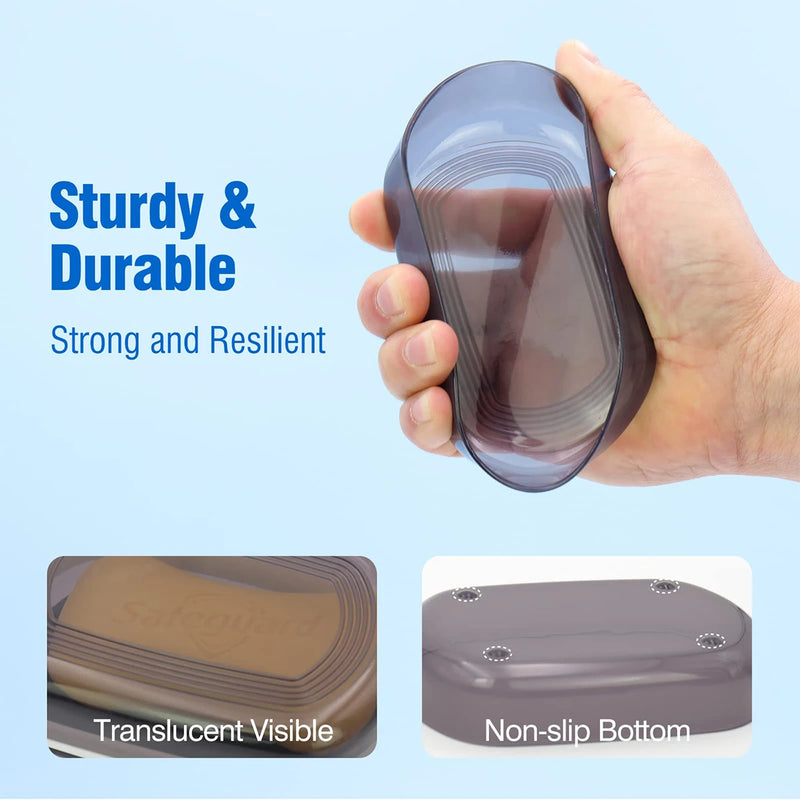 Portable Black Bamboo Soap Dish With Cover, Double-Layer Travel Holder For Shower for bathroom and travel use