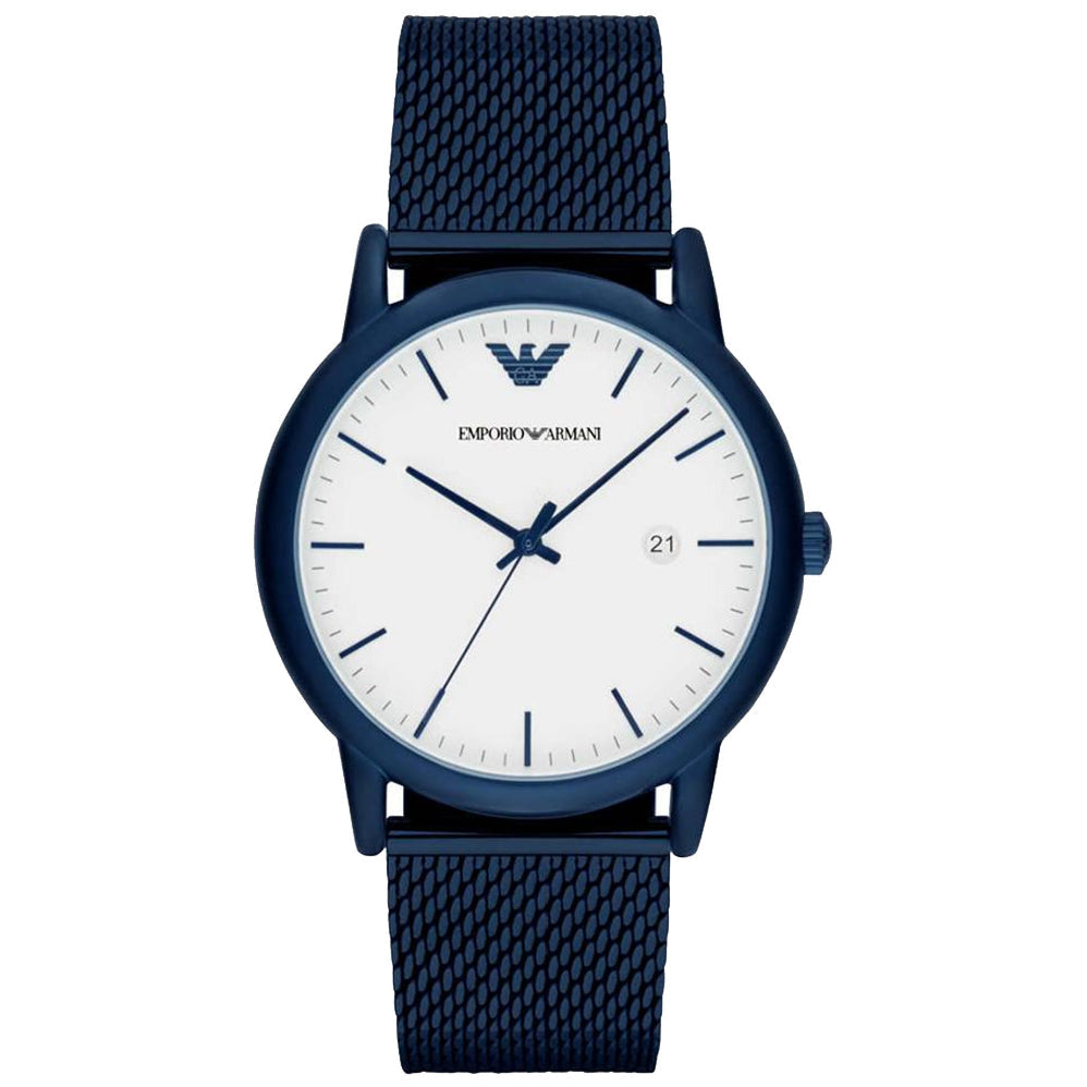 Emporio Armani Luigi AR11025 Men's 43mm Blue PVD Quartz Mesh Watch With Date, 50M