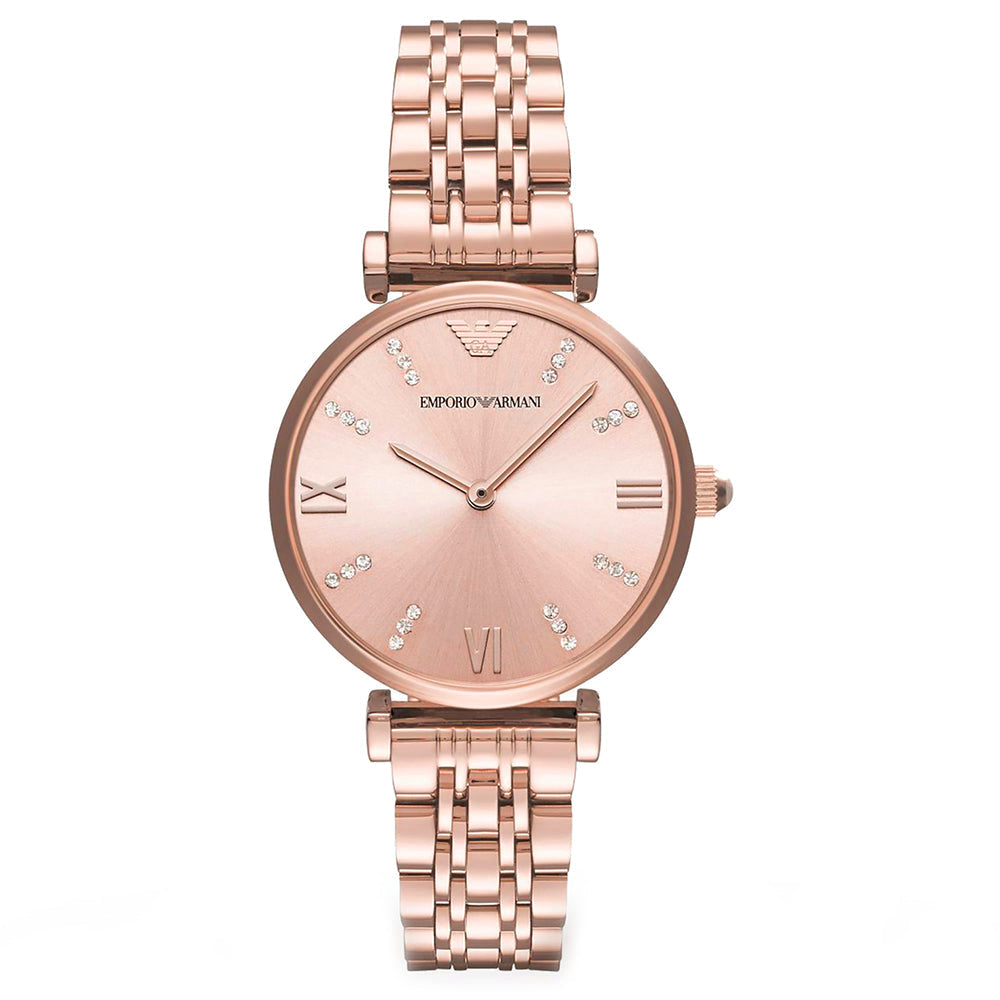 Emporio Armani AR11059 Ladies Rose Gold Stainless Steel Watch, 32mm Quartz, 50m Water Resistant