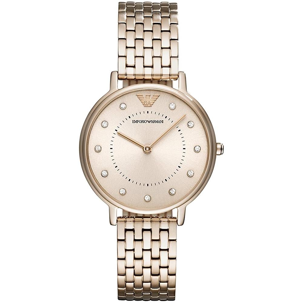 Emporio Armani AR11062 Ladies Rose Gold Watch, 32mm Quartz Sunray Dial, 30m Water Resistant