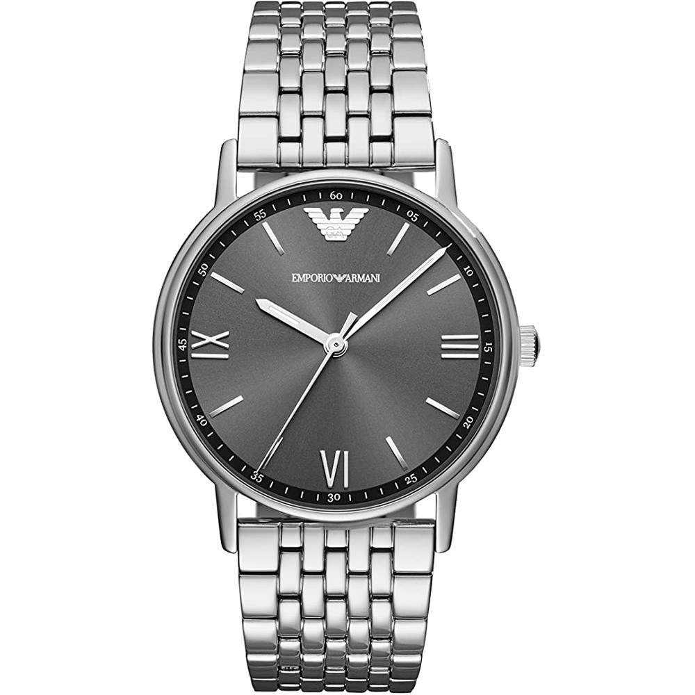 Emporio Armani AR11068 Men's Silver Stainless Steel Chronograph Watch Gray Dial Japan Quartz