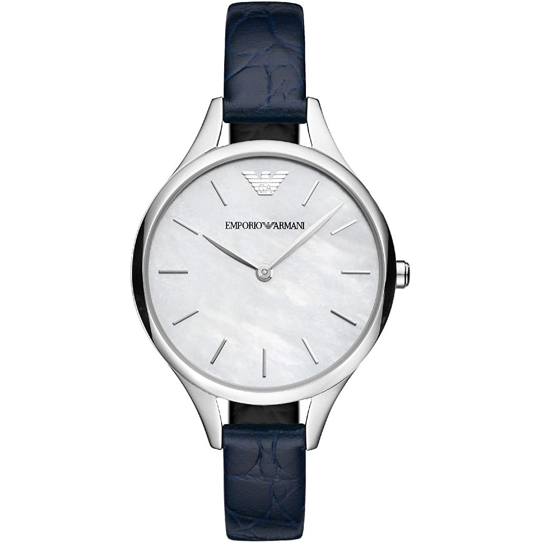 Emporio Armani Aurora AR11090 Ladies Blue Leather Watch With Mother Of Pearl Dial
