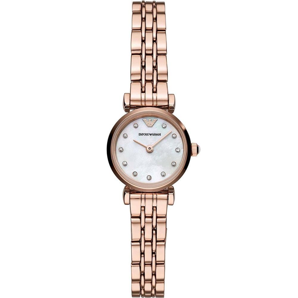 Emporio Armani AR11203 Ladies Gianni T-Bar Rose Gold Watch With Mother Of Pearl Dial