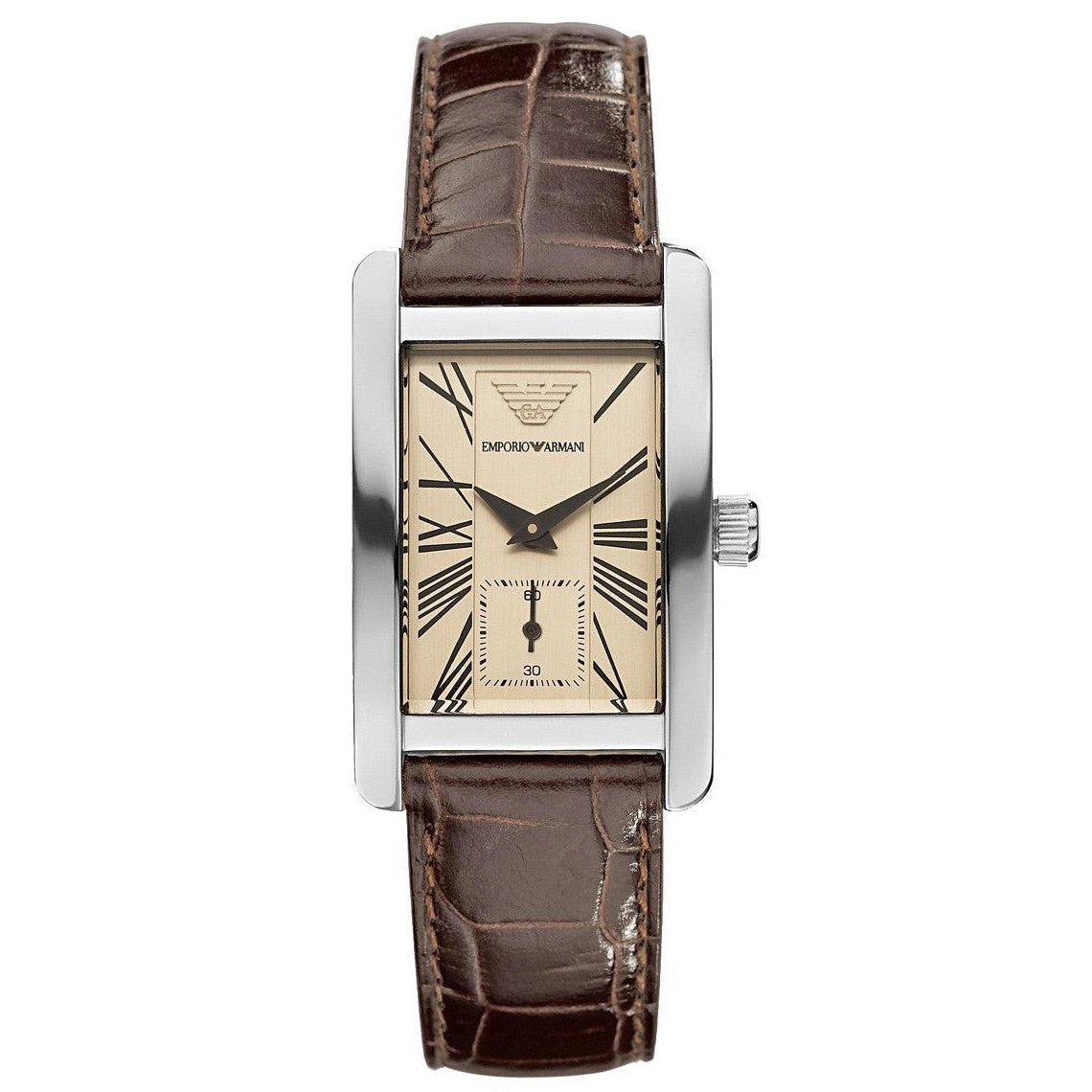 Emporio Armani AR0155 Ladies Brown Leather Watch, 25mm Beige Dial, Quartz, 50M
