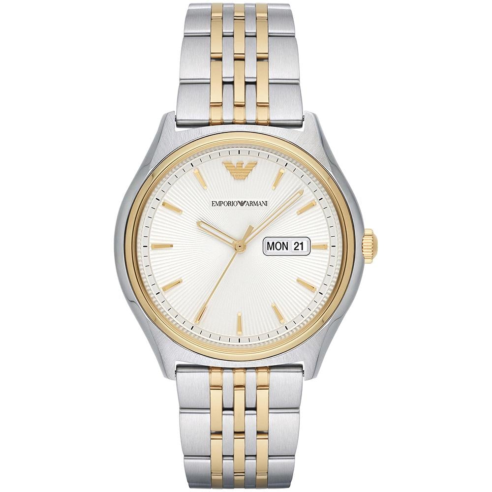 Emporio Armani AR11034 Men's Gold Tone Watch, 43mm White Dial, Quartz, 50m Water Resistant