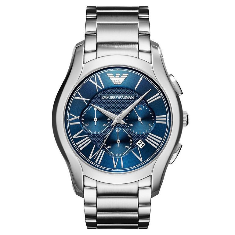Emporio Armani AR11082 Men's Chronograph Quartz Watch, Blue Dial, Steel Bracelet, Date