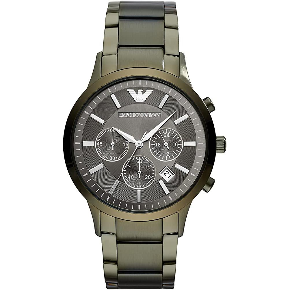 Emporio Armani Renato AR11117 Men's Green Chronograph Quartz Watch With Gray Dial And Bracelet