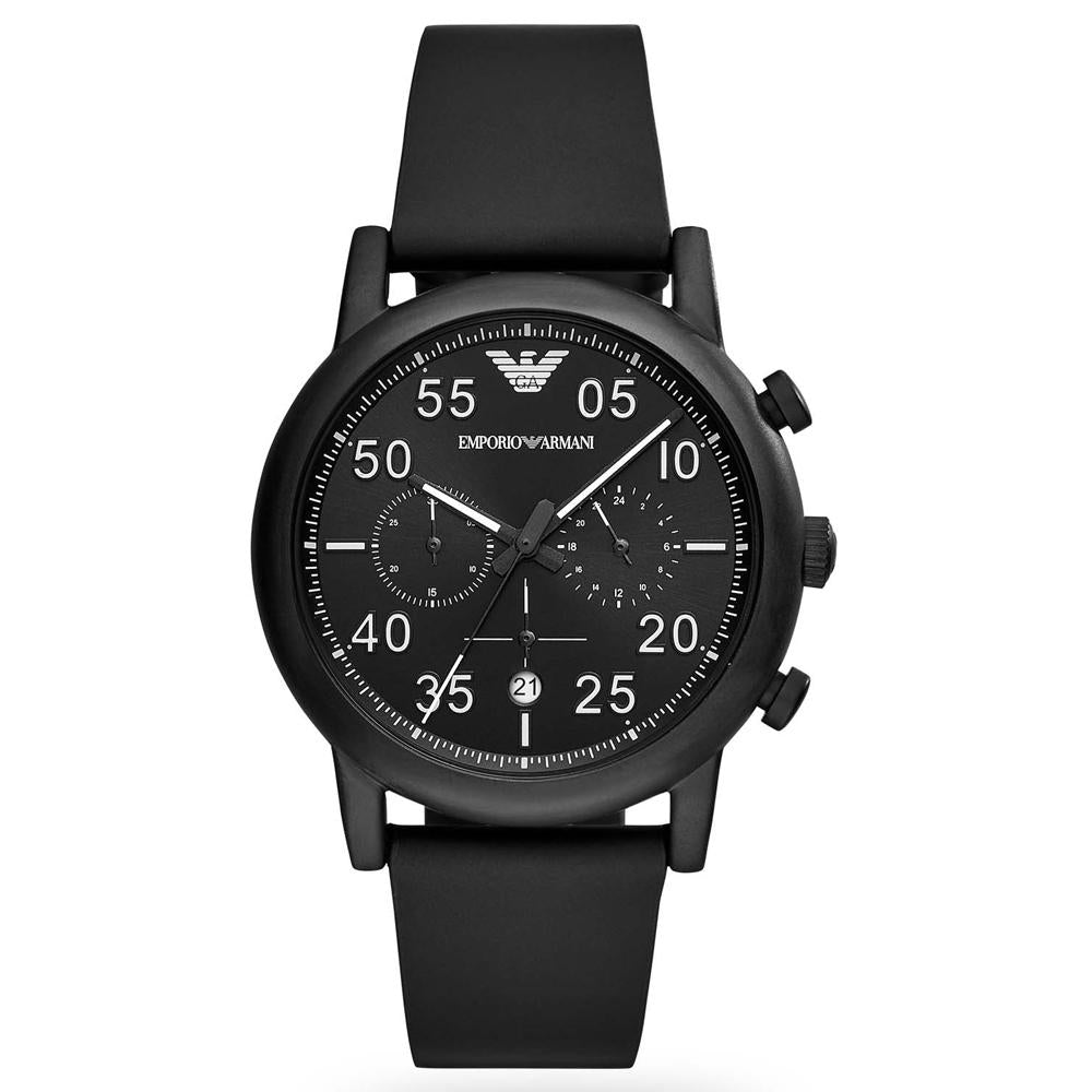 Emporio Armani AR11133 Luigi Men's Black Quartz Chronograph Watch With Leather Strap