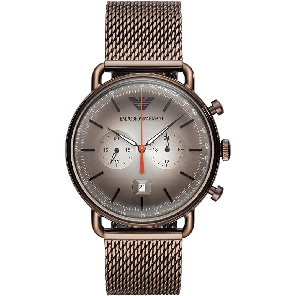Emporio Armani AR11169 Men's Aviator Chronograph Brown PVD Mesh Watch With Date