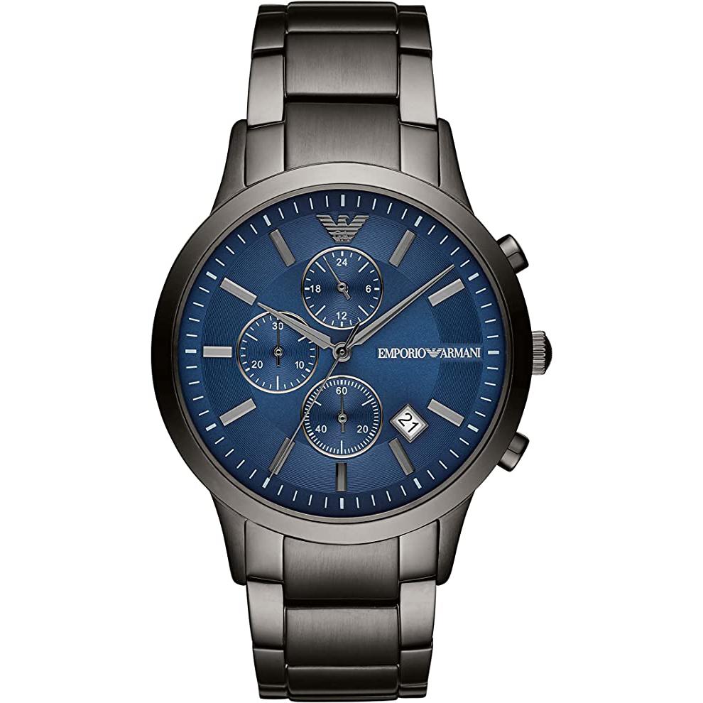 Emporio Armani Renato AR11215 Men's Gunmetal Stainless Steel Chronograph Watch Blue Dial