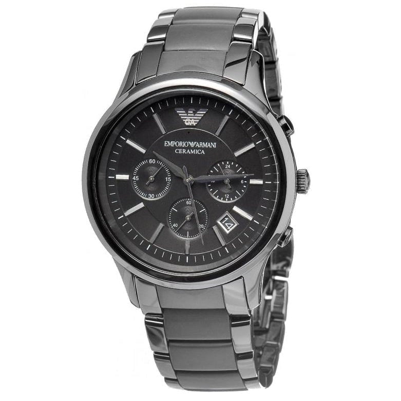 Emporio Armani AR1452 Men's Black Ceramic Chronograph Watch, 43mm, Quartz, 50M