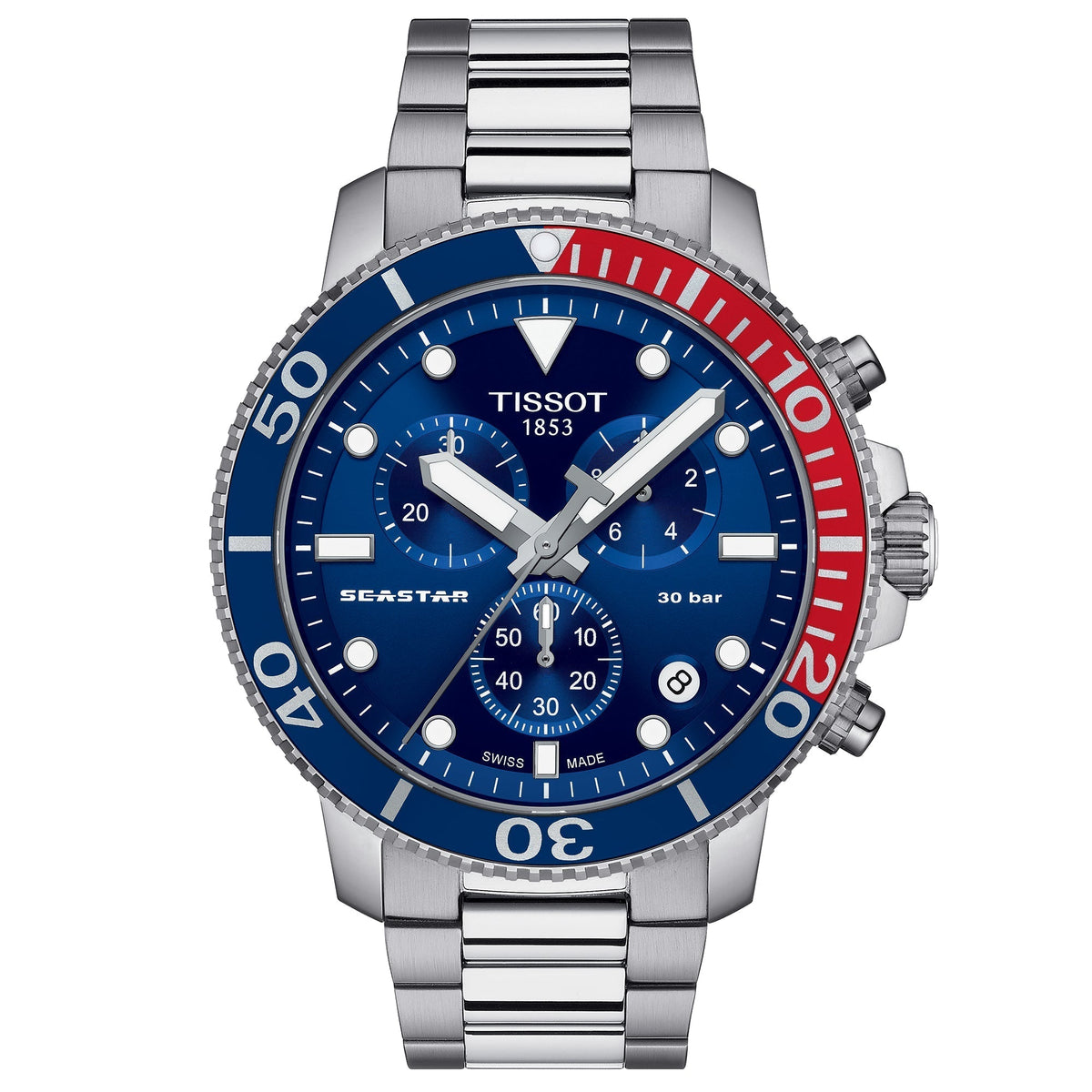 Tissot Seastar 1000 Men's Quartz Chronograph Graded Blue Dial Steel Watch T1204171104103