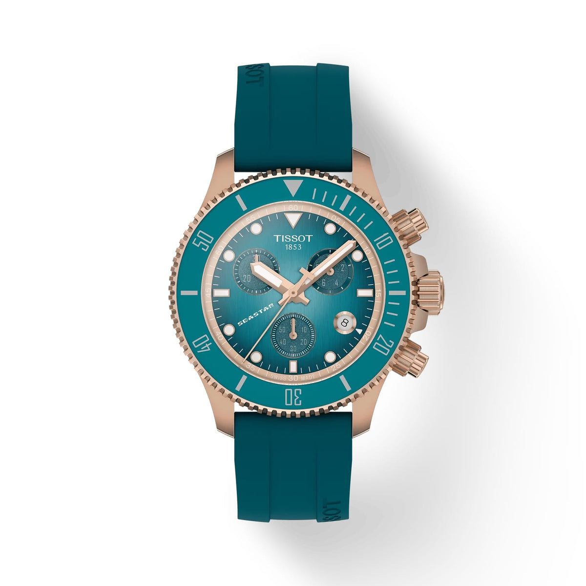 Tissot Seastar 1000 38mm Blue Quartz Chronograph Watch With Rubber Strap, 300m, Sapphire Crystal