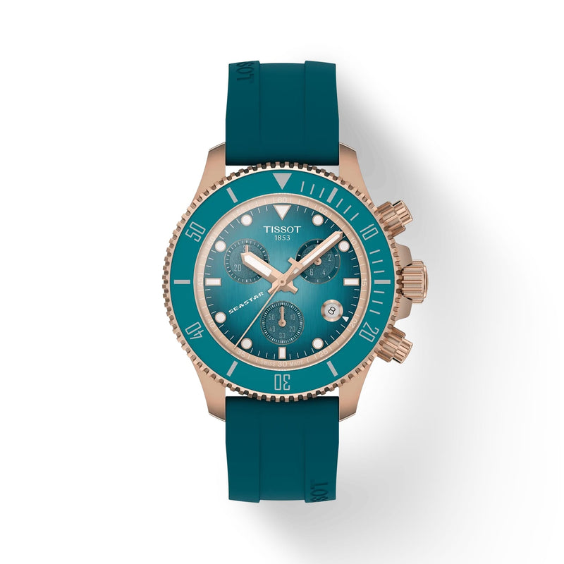 Tissot Seastar 1000 38mm Blue Quartz Chronograph Watch With Rubber Strap, 300m, Sapphire Crystal