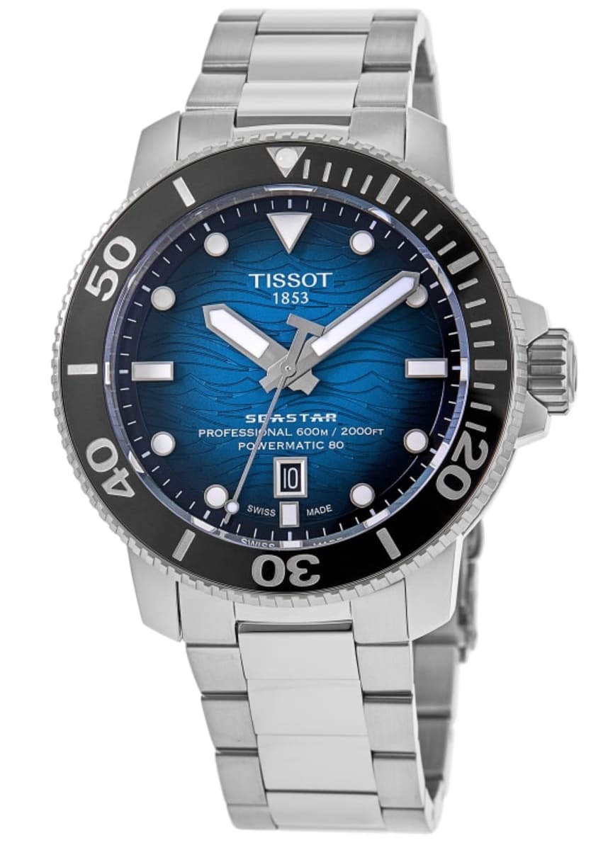 Tissot Seastar 2000 Professional Diver 600M Powermatic 80 Blue-Black Watch T120.607.11.041.01 with stainless steel bracelet and automatic movement